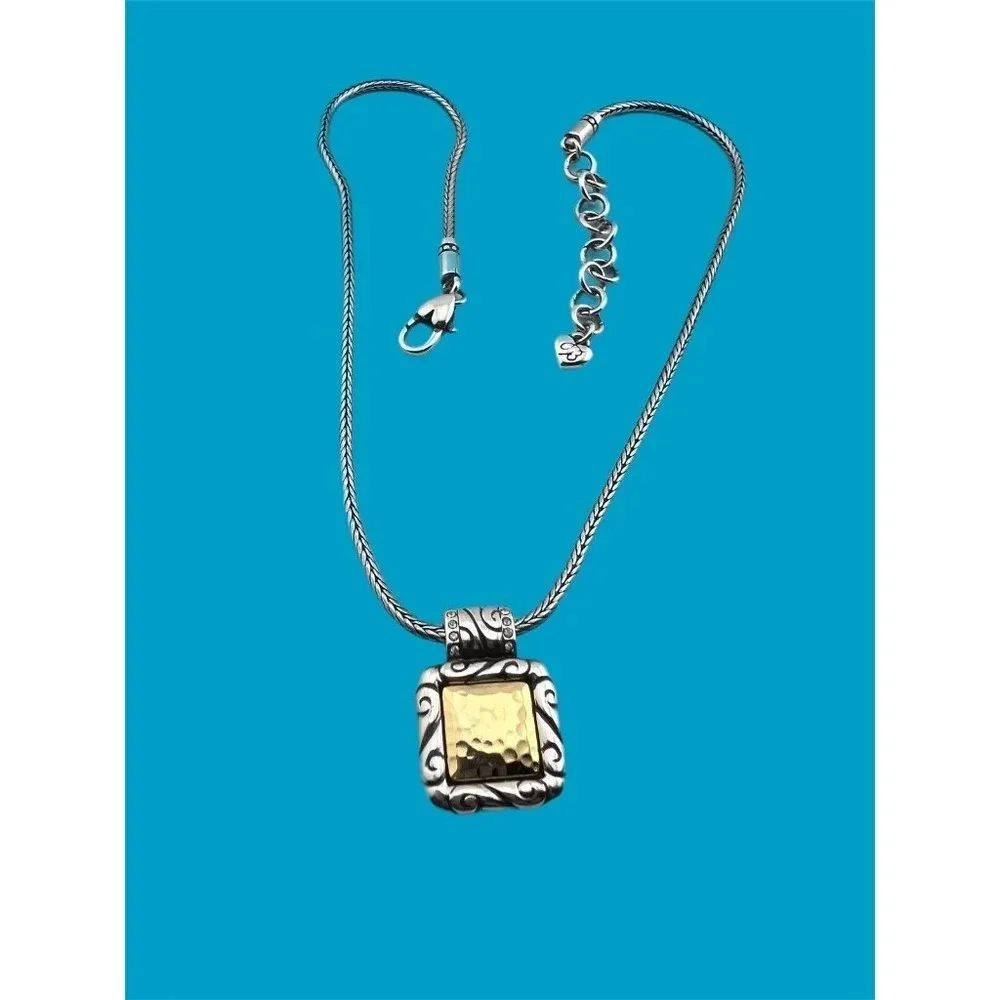 Brighton REGINA Silver Gold Pendant Necklace Reversible beautiful necklace